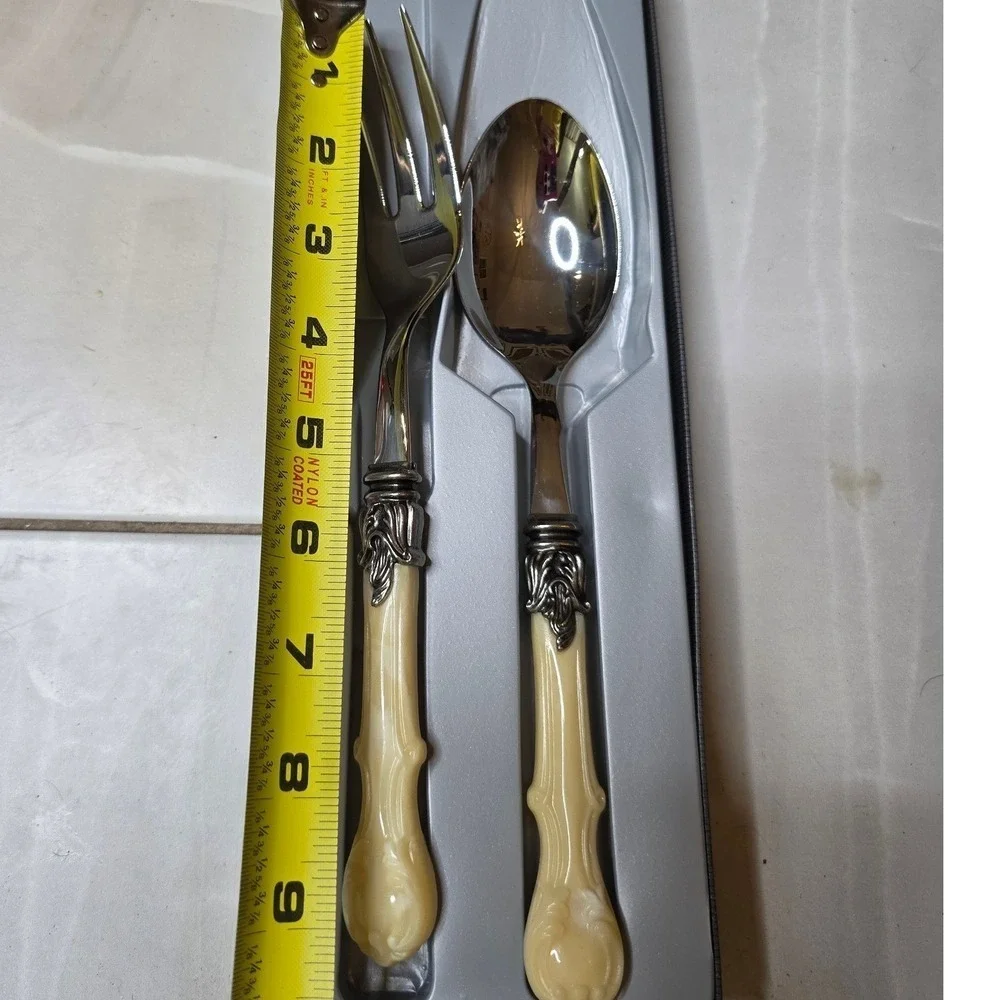 Oxford Inox 18/10 Italy Salad Serving Set Cream Resin Handle Stainless Steel 2pc